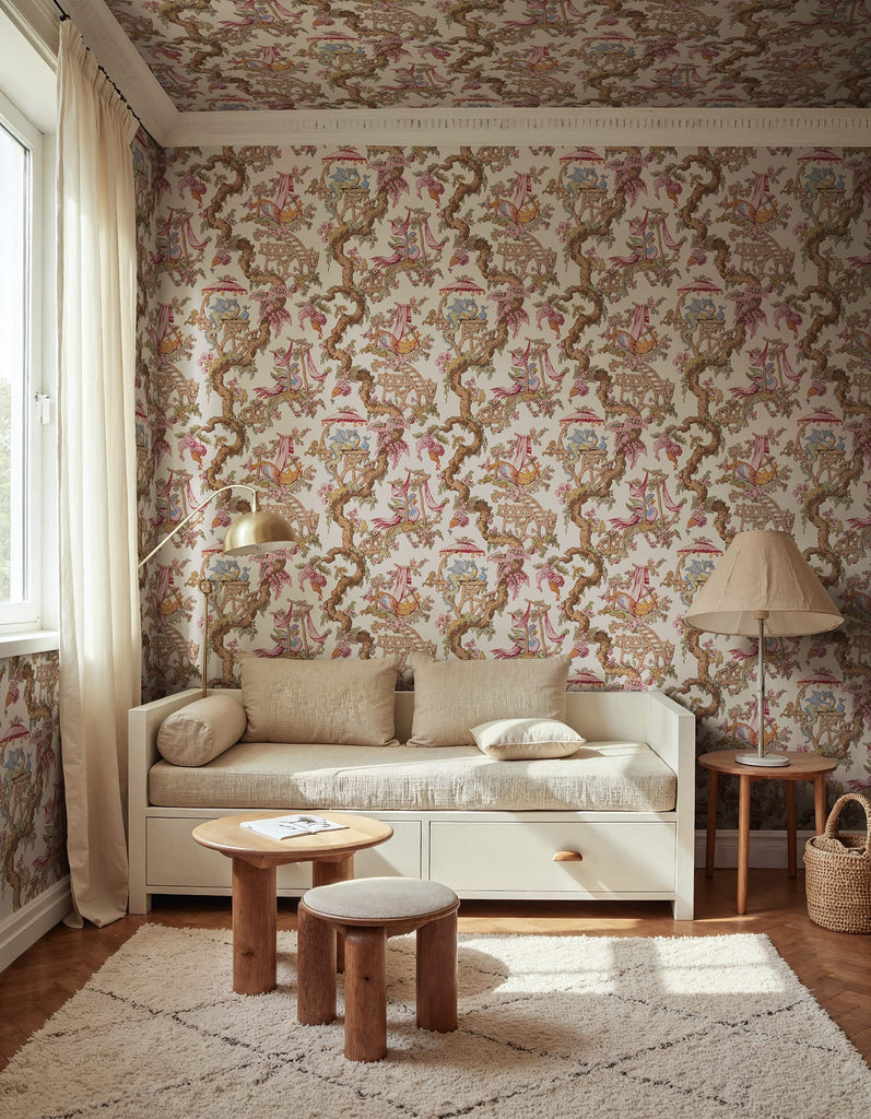 Dragon Tree Bloom, Beige Wallcoverings