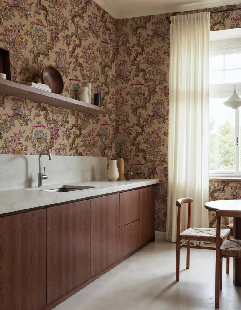 Dragon Tree Bloom, Peach Wallcoverings