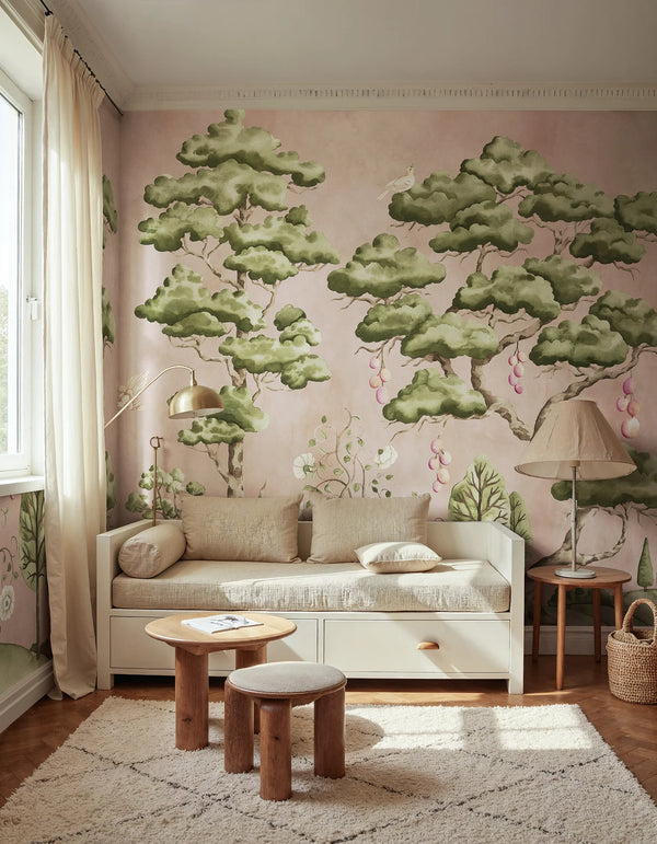 Forest Poem, Pink Wallcoverings | Rebel Walls