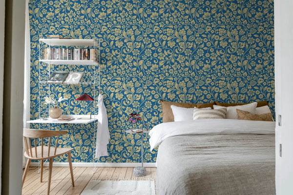 Floral Opulence, Blue Wallcoverings | Rebel Walls