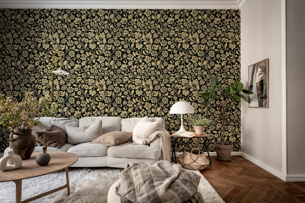 Floral Opulence, Black Wallcoverings | Rebel Walls