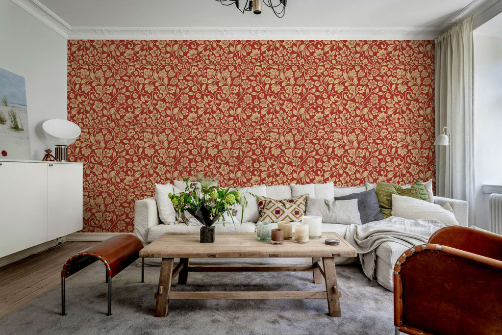 Floral Opulence, Red Wallcoverings