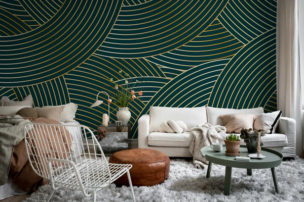 Elegant Lines, Petrol Wallcoverings | Rebel Walls