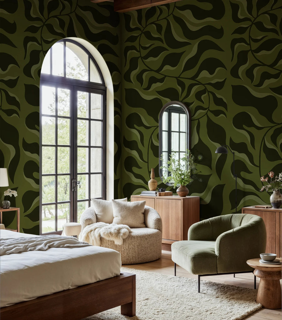 Bold Botanica, Dark Green Wallcoverings
