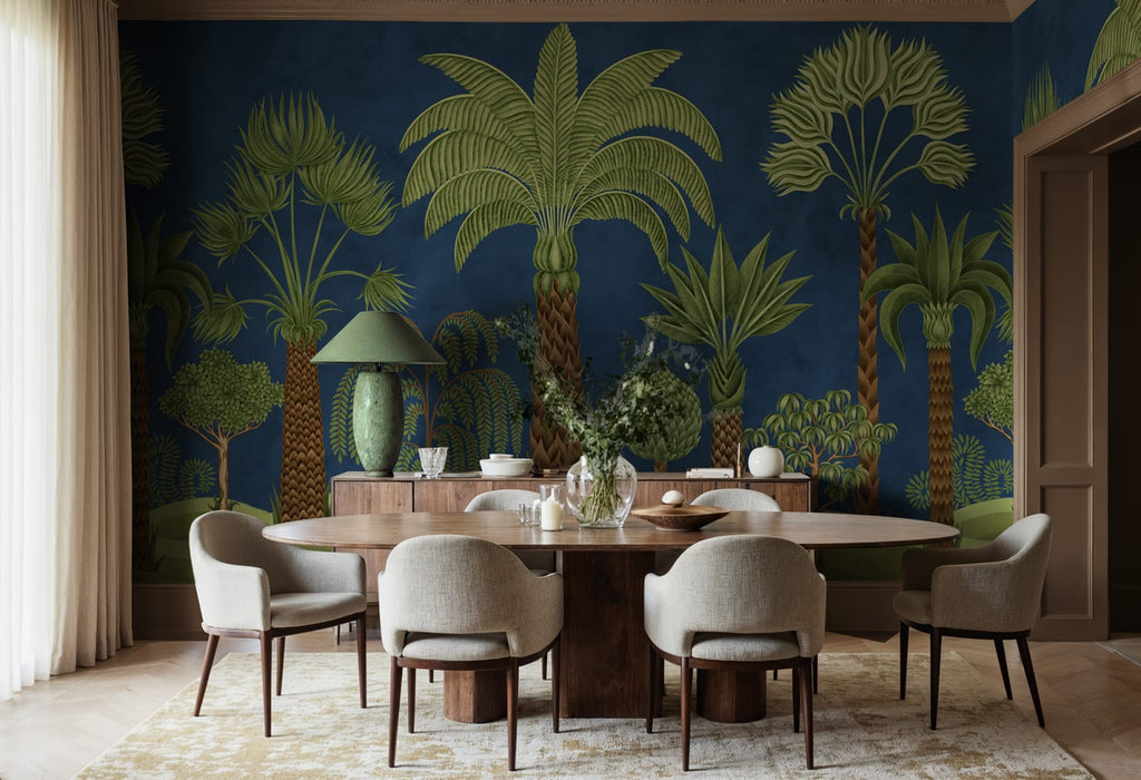 Botanical Bliss, Dark Blue Wallcoverings