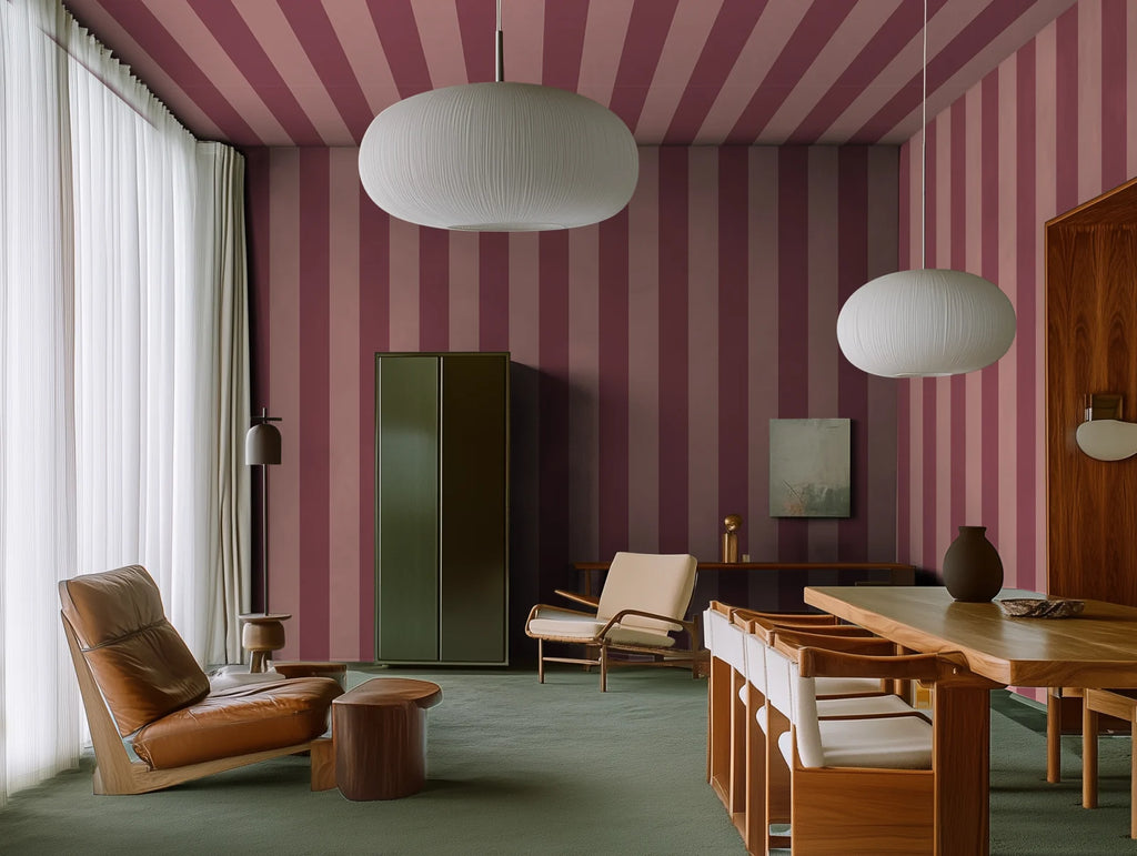 Bold Stripes, Burgundy Wallcoverings