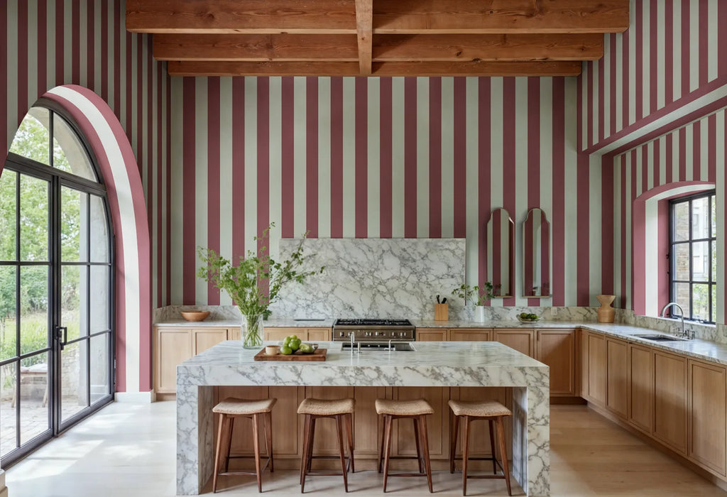 Bold Stripes, Blue Wallcoverings