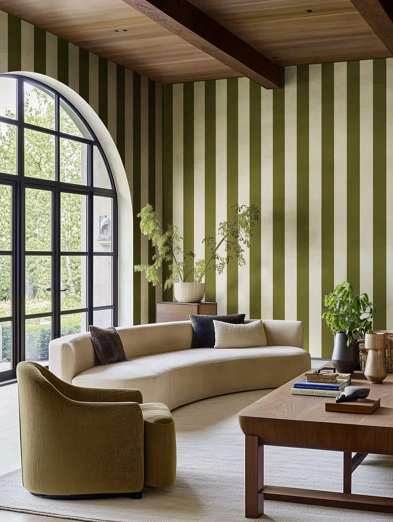 Bold Stripes, Green Wallcoverings