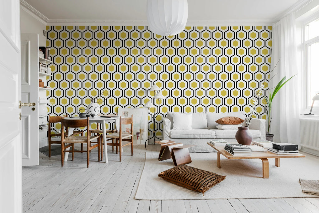 Bold Hexagon, Yellow Wallcoverings