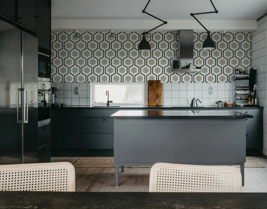 Bold Hexagon, Gray Wallcoverings