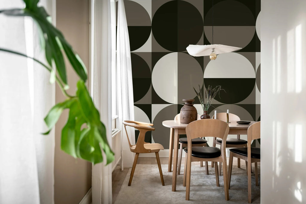 Circle Grid, Brown Wallcoverings