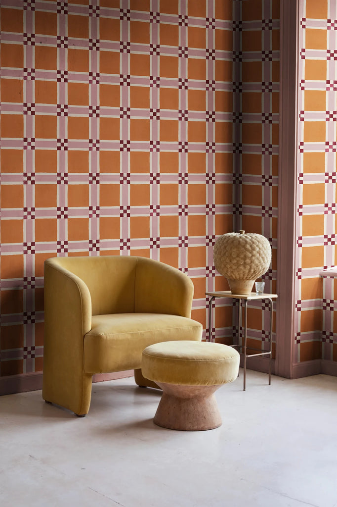 Bold Grid, Orange Wallcoverings