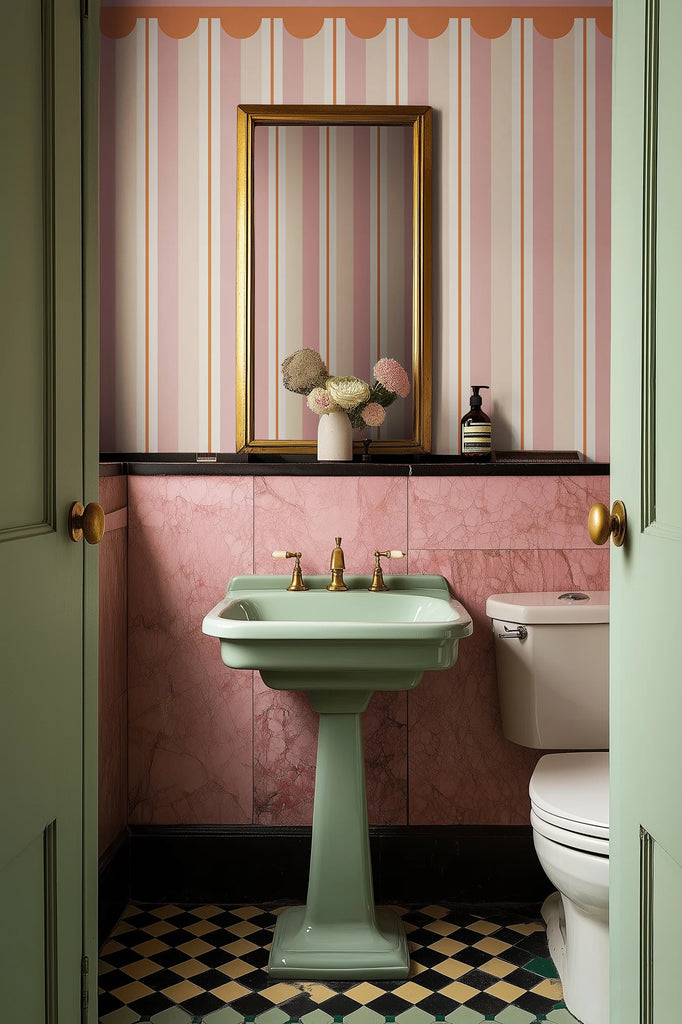 Border Stripe, Pink Wallcoverings