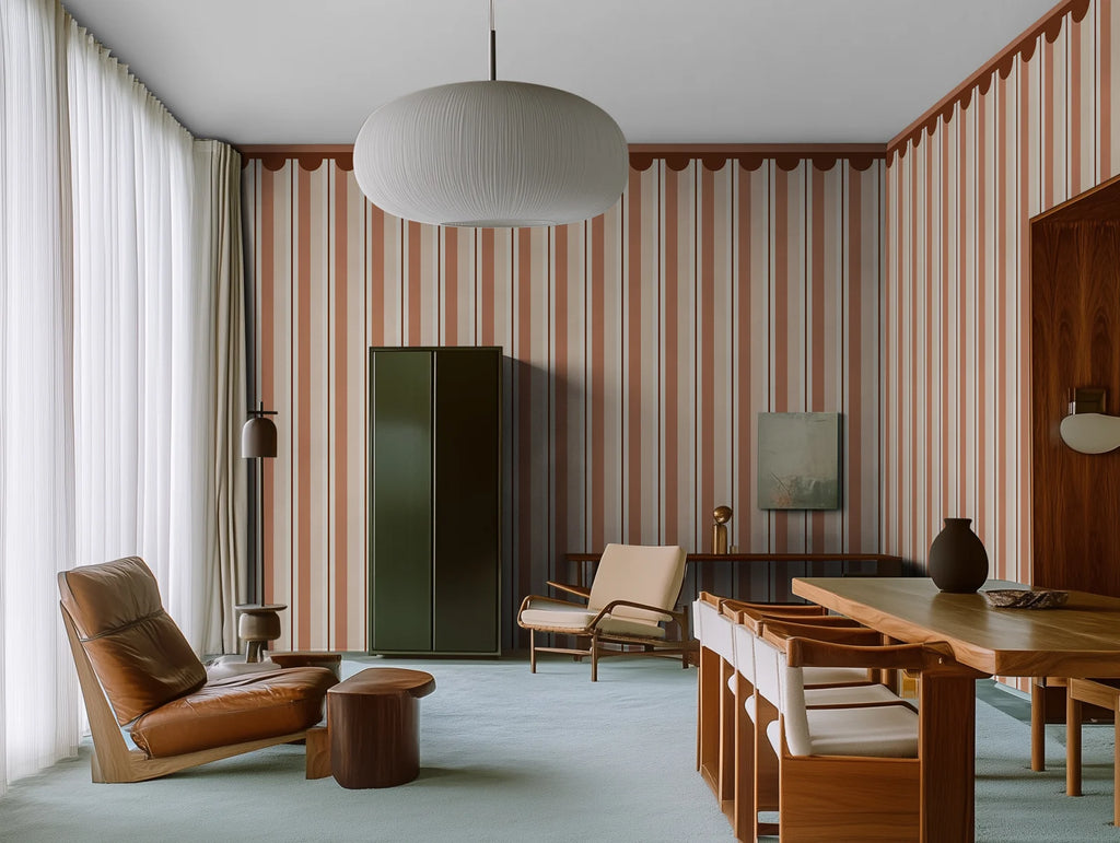 Border Stripe, Brown Wallcoverings