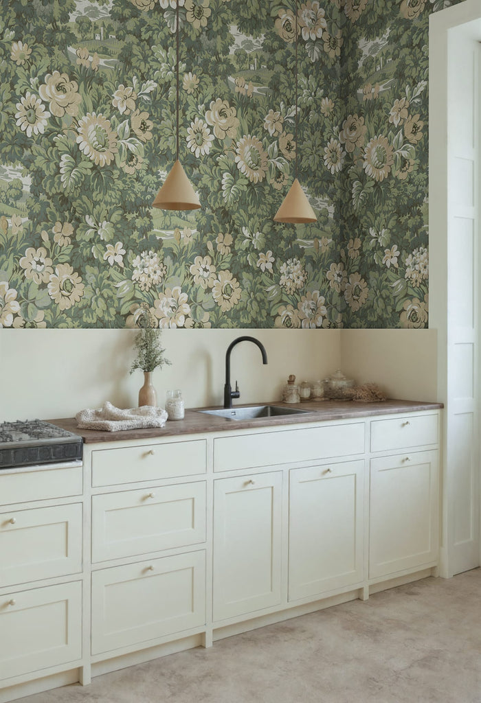 Botanical Manor, Peach Wallcoverings