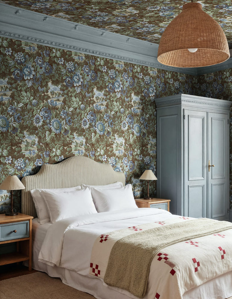 Botanical Manor, Blue Wallcoverings