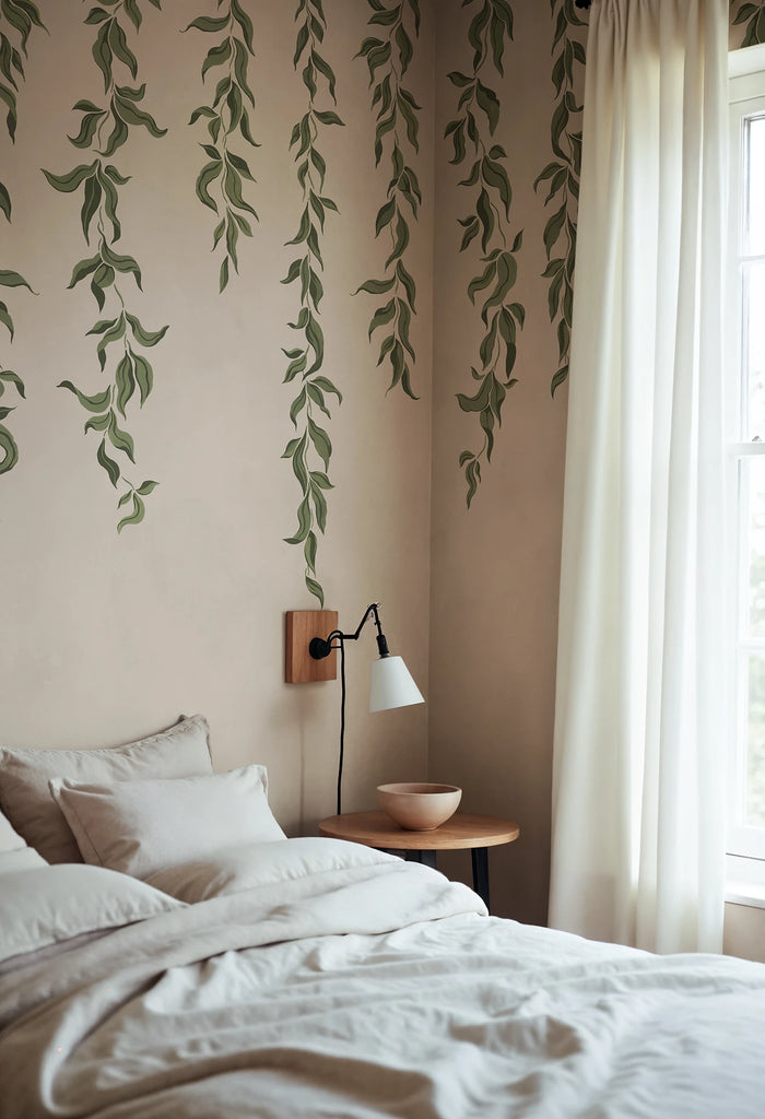 Hanging Leaves, Beige Wallcoverings