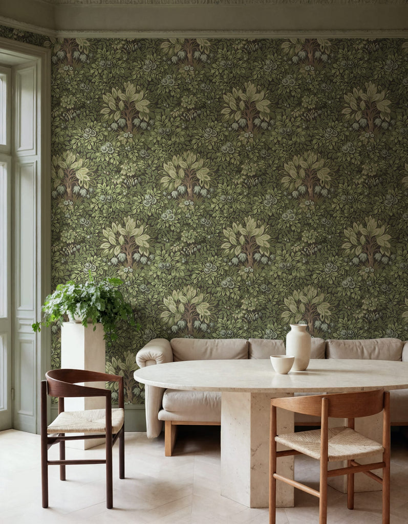 Flower Tree, Green Wallcoverings