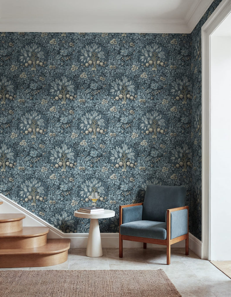 Flower Tree, Blue Wallcoverings