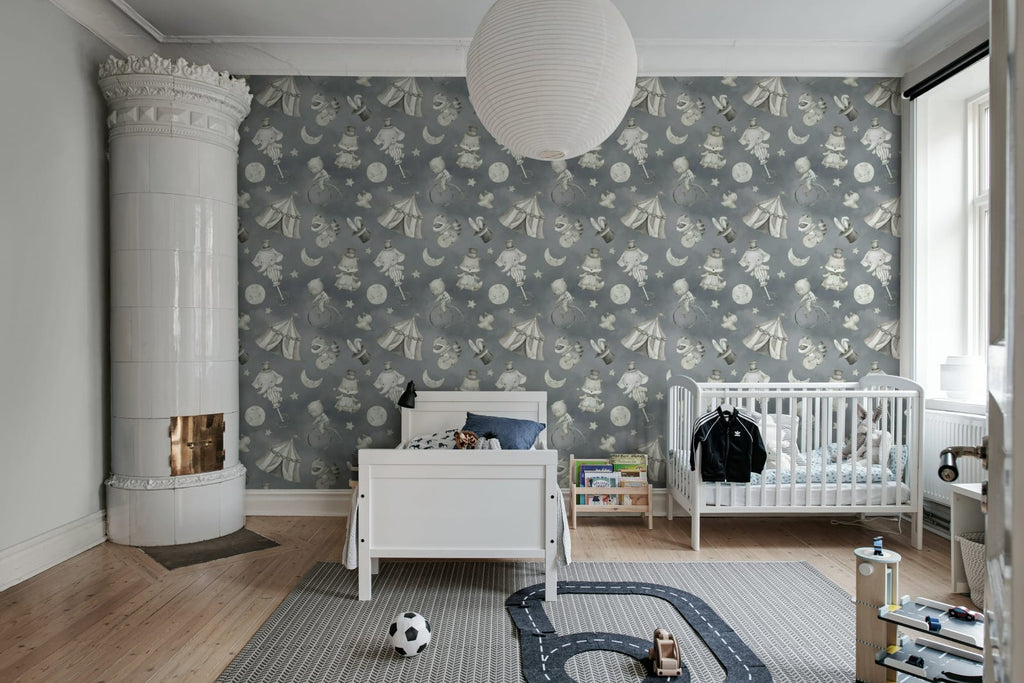 Circus Dream, Gray Wallcoverings