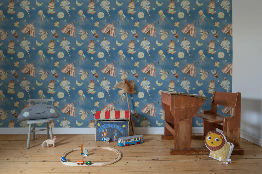 Circus Dream, Blue Wallcoverings