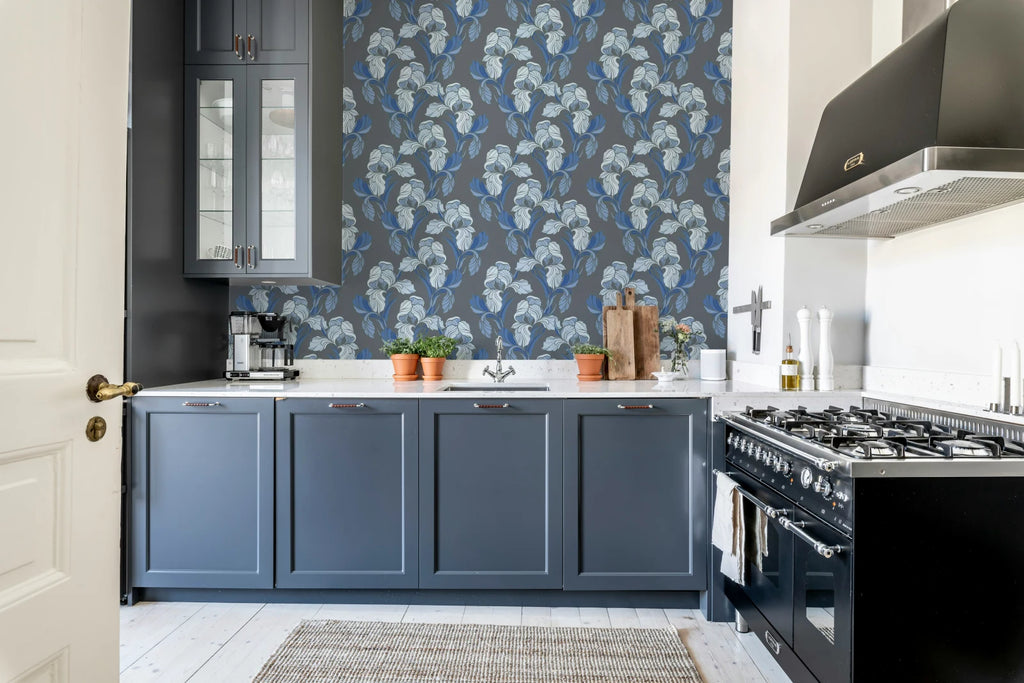 Garland Flora, Blue Wallcoverings