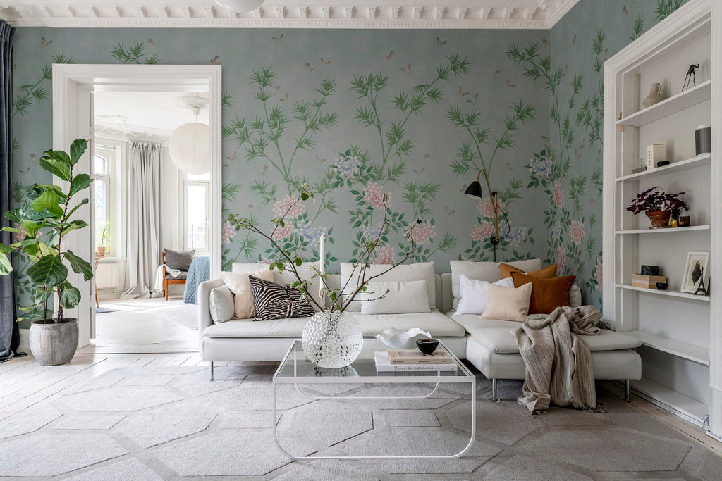 Eastern Bloom, Blue Wallcoverings