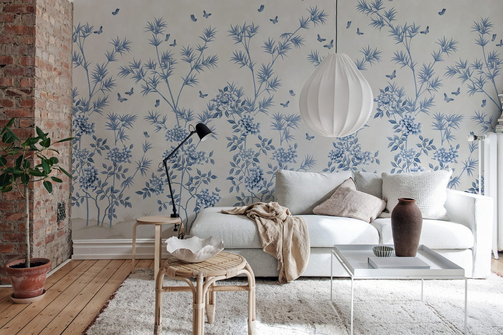 Eastern Bloom, Light Blue Wallcoverings