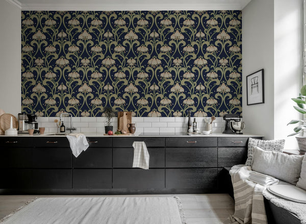 Art Nouveau Flower - Blue | Rebel Walls