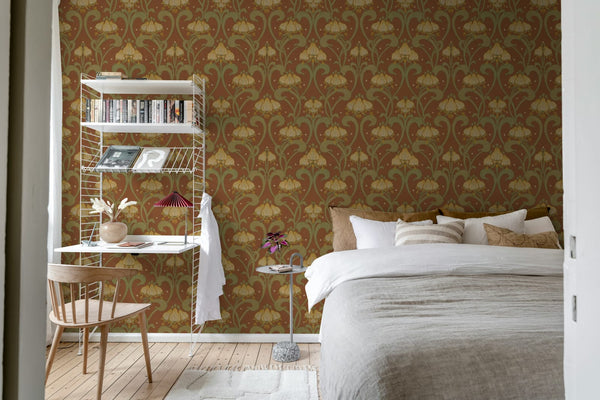 Art Nouveau Flower - Red | Rebel Walls