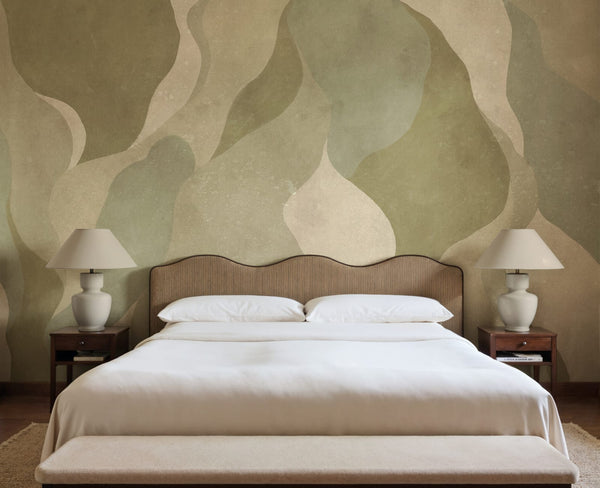 Flowing Forms, Green Wallcoverings | Rebel Walls