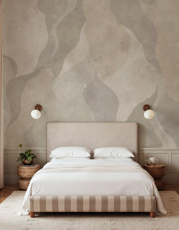 Flowing Forms, Beige Wallcoverings | Rebel Walls