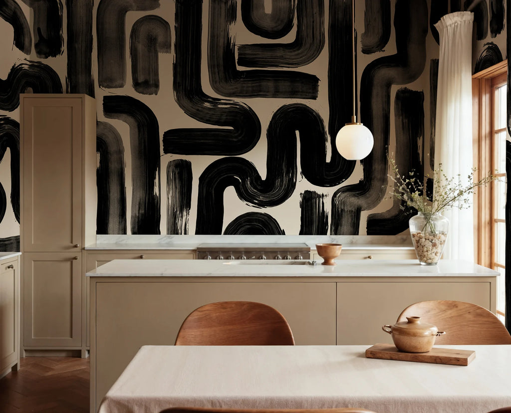 Drape Brush, Black Wallcoverings