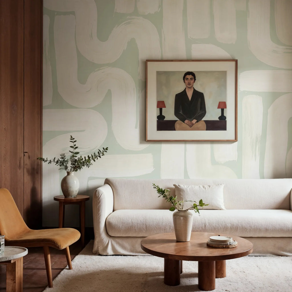Drape Brush, Green Wallcoverings