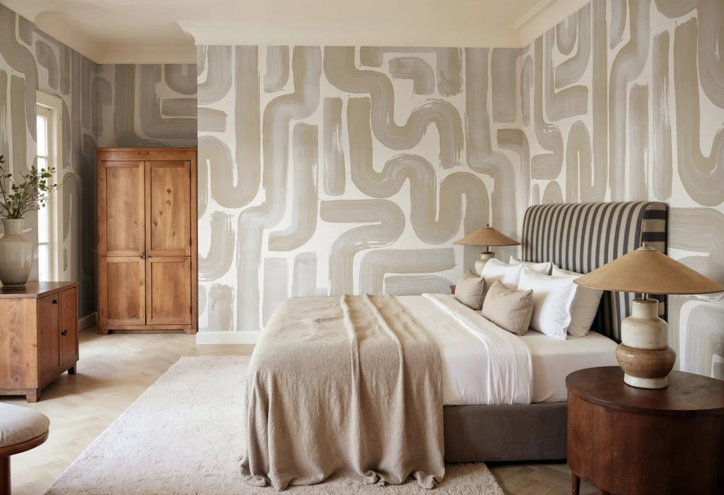 Drape Brush, Beige Wallcoverings