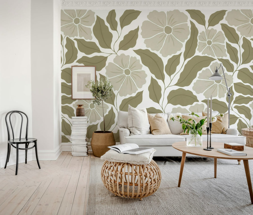 Bold Abstract Flower, Brown Wallcoverings