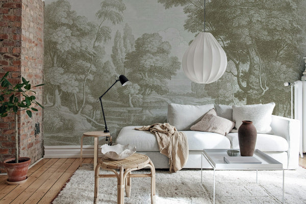Etching Park, Beige Wallcoverings | Rebel Walls