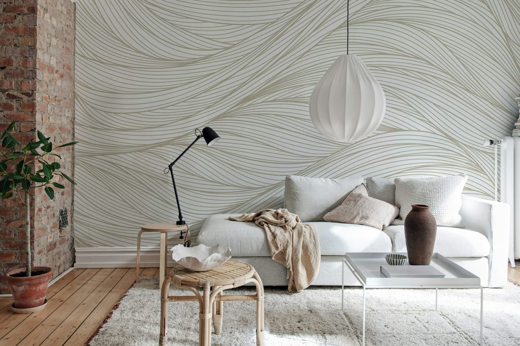 Flow Lines, Beige Wallcoverings