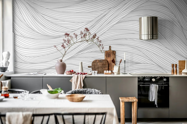 Flow Lines, Gray Wallcoverings | Rebel Walls