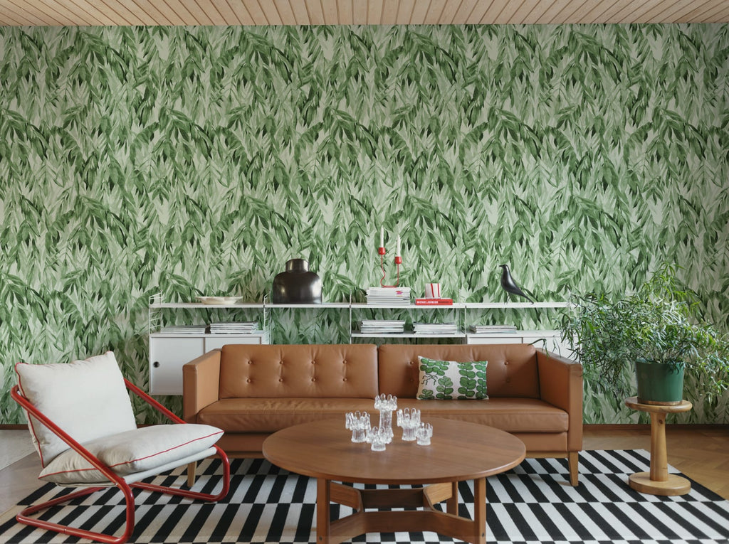 Hanging Branches, Solid Green Wallcoverings