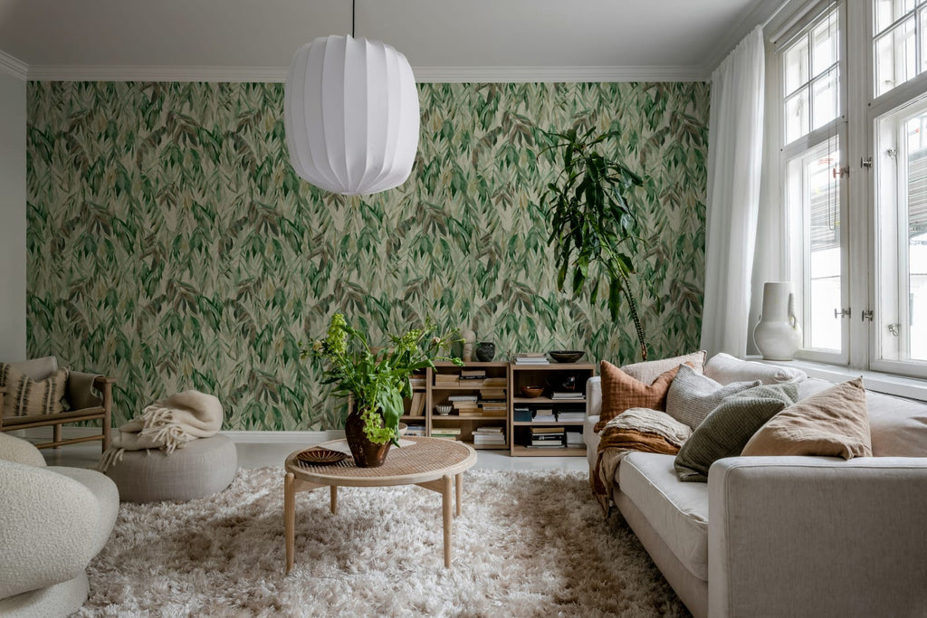 Hanging Branches, Warm Green Wallcoverings