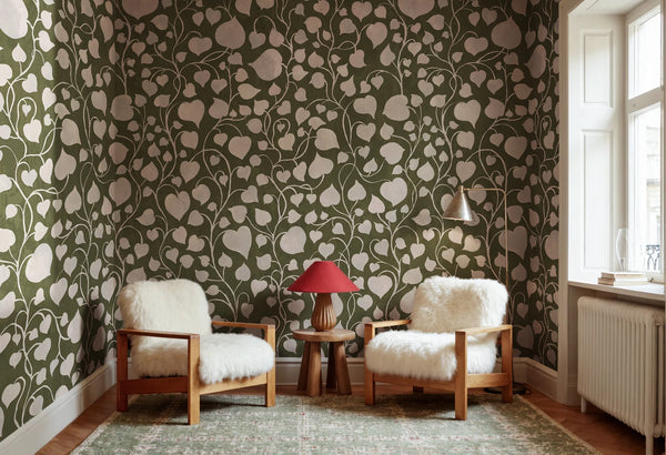 Eternal Vine, Dark Green Wallcoverings | Rebel Walls