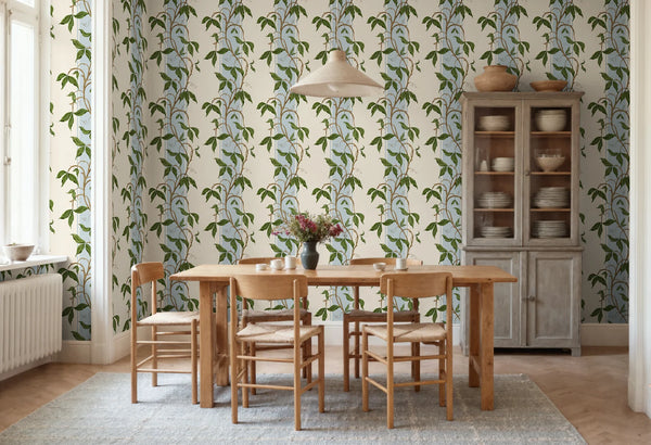 Garden Stripe, Light Blue Wallcoverings | Rebel Walls