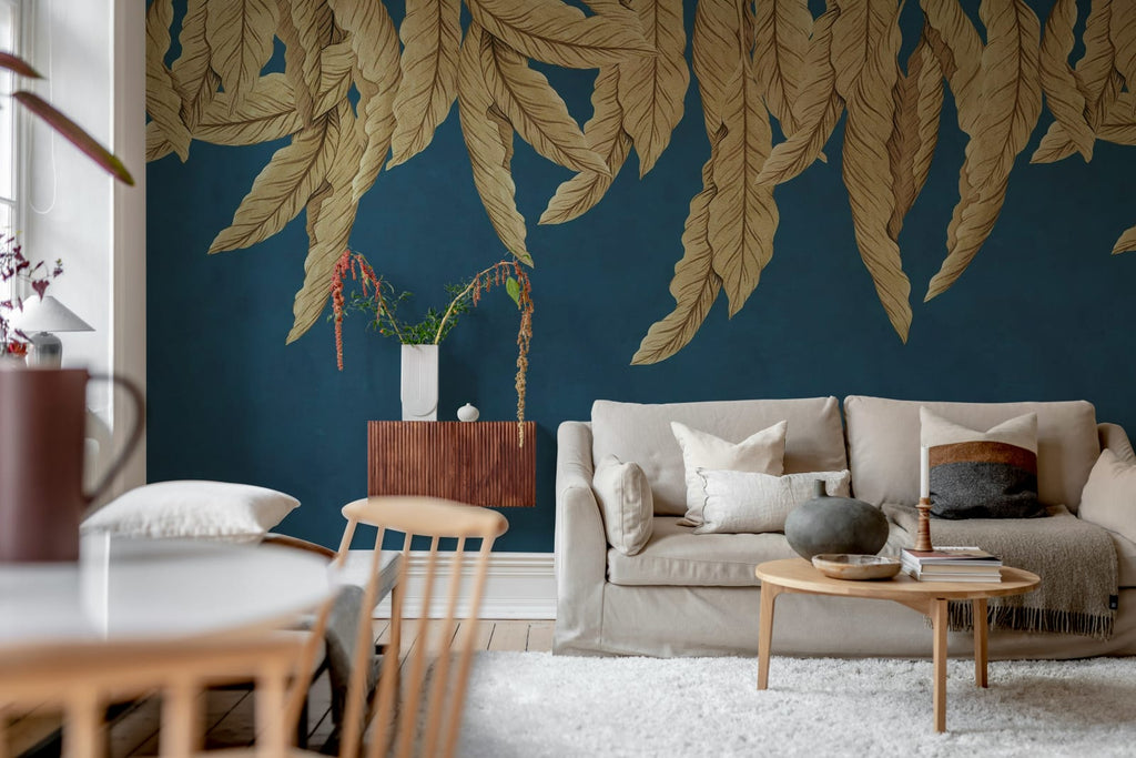 Hanging Palms, Blue Wallcoverings