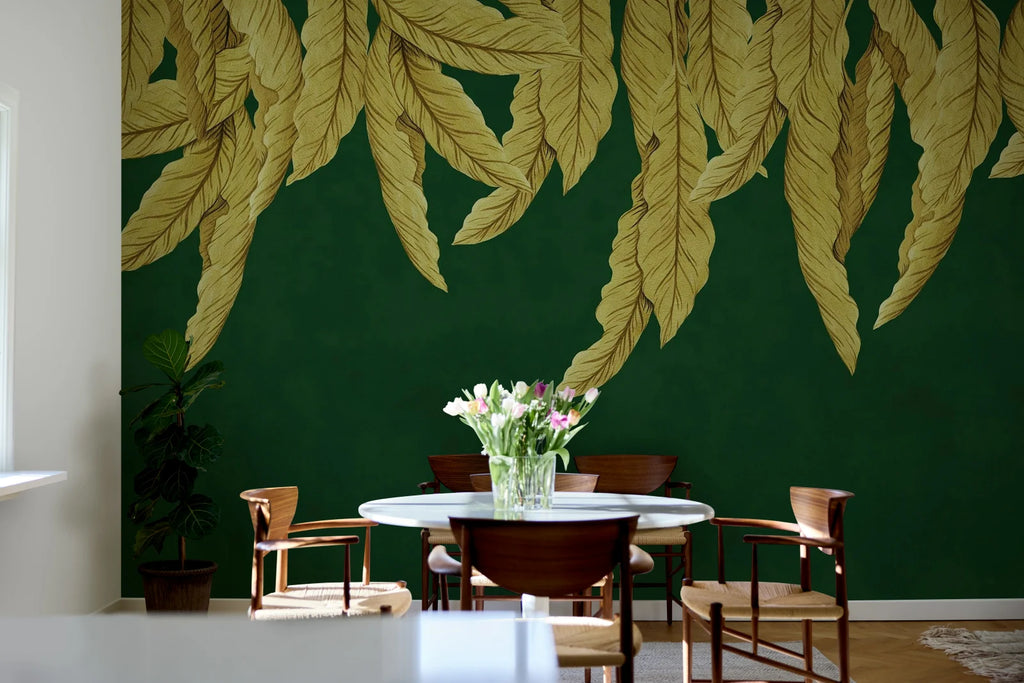 Hanging Palms, Dark Green Wallcoverings