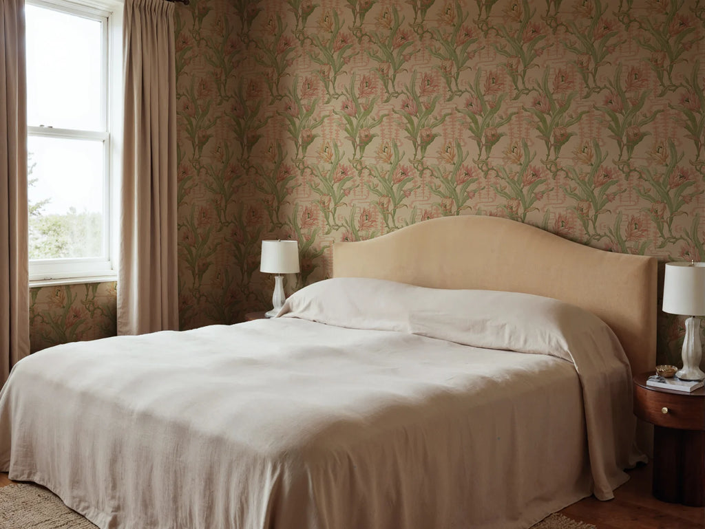 Flower in Pond, Beige Wallcoverings