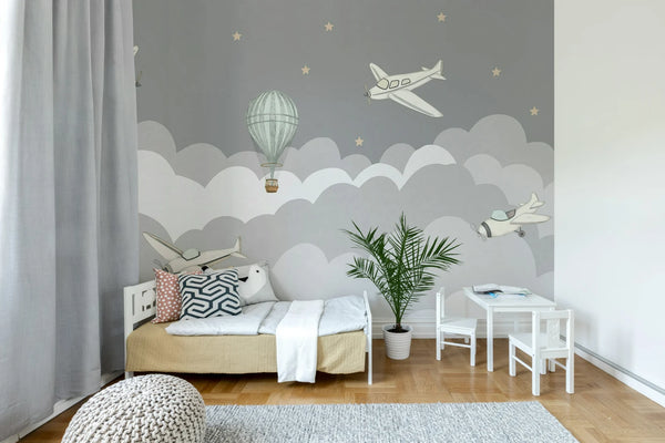 Fly Away, Gray Wallcoverings | Rebel Walls