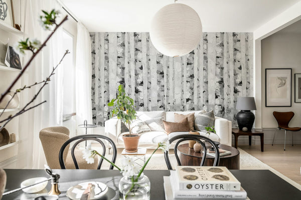 Birch Forest - Black & White | Rebel Walls