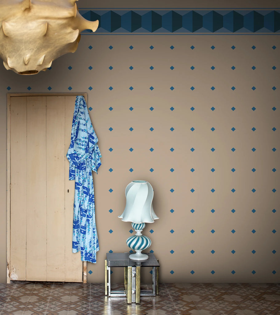 Gentle Manor, Teal Wallcoverings