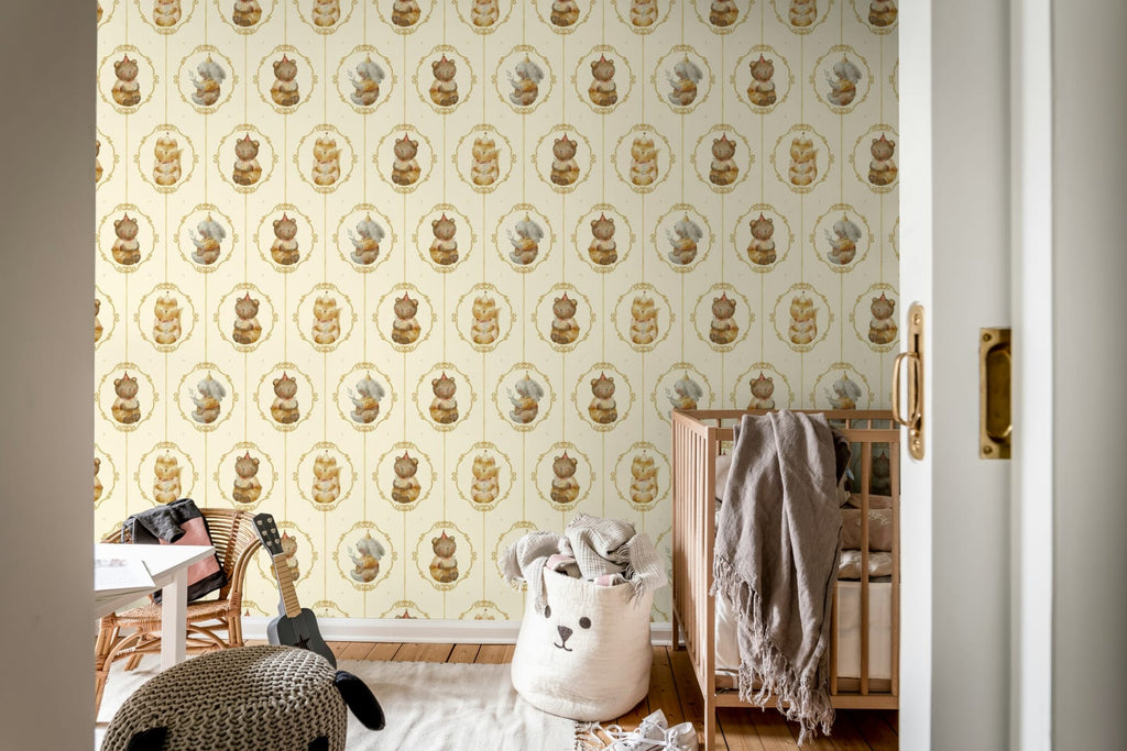 Cute Animals, Beige Wallcoverings